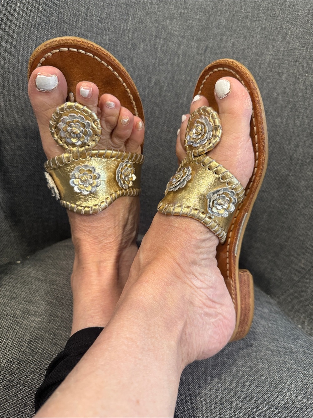 Jack Rogers Navajo Gold genuine Leather USA Handcrafted Sandals